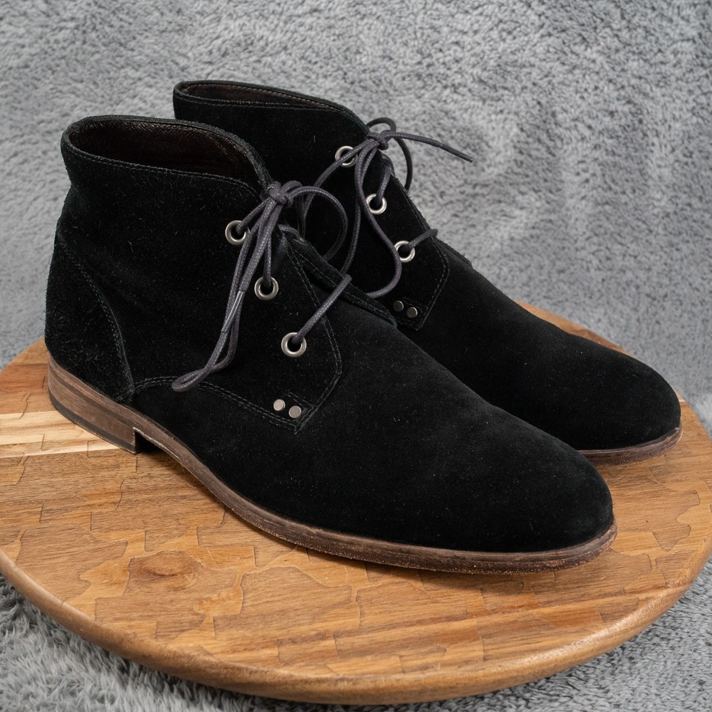John Varvatos NYC Black Suede Chukka Boots Men's Size 11.5 3 Eye